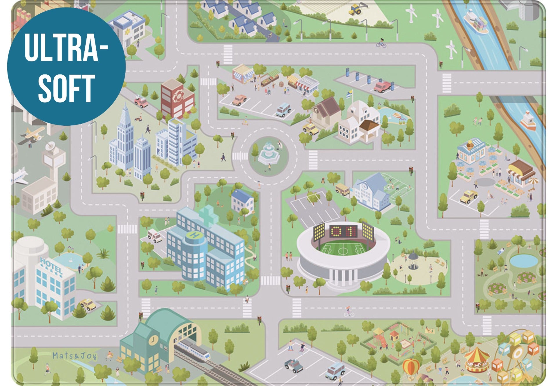 Auto Speelmat 'Town Square' (130x180cm)