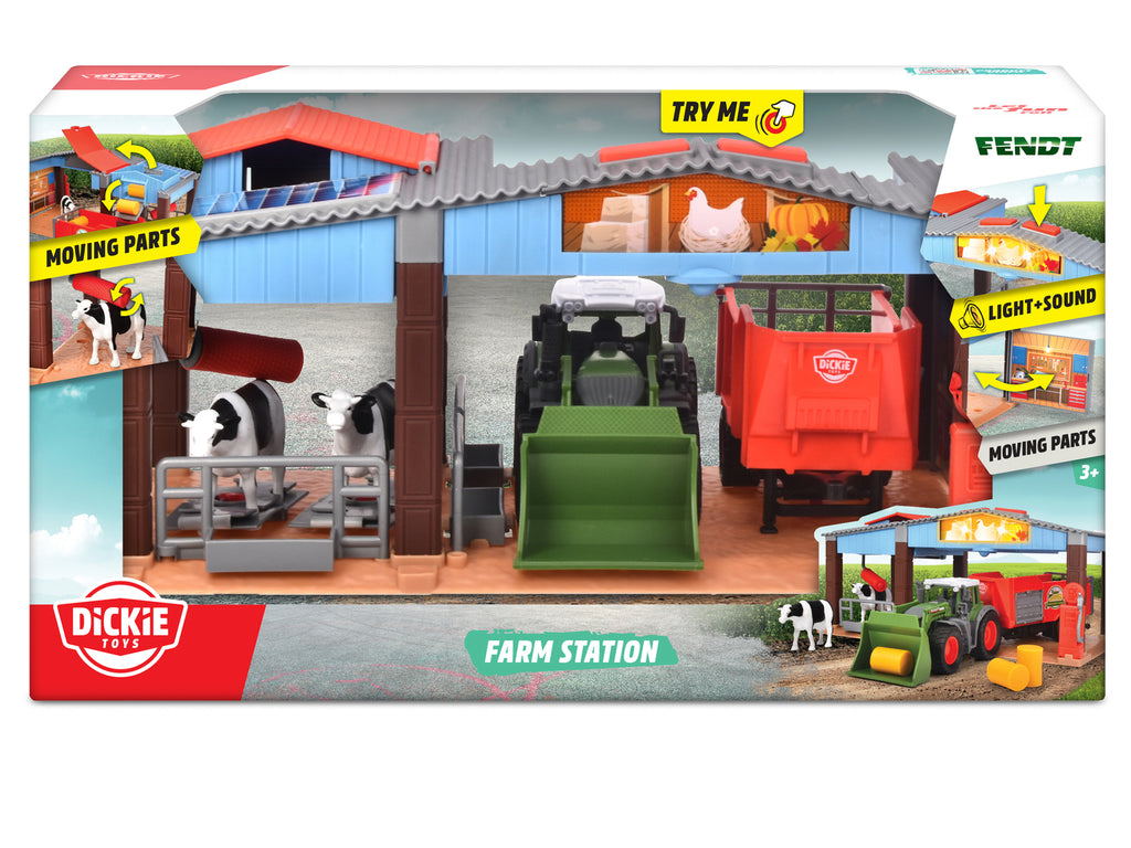 Dickie Toys Farm Station | Fendt Tractor met Stal, Licht & Geluid