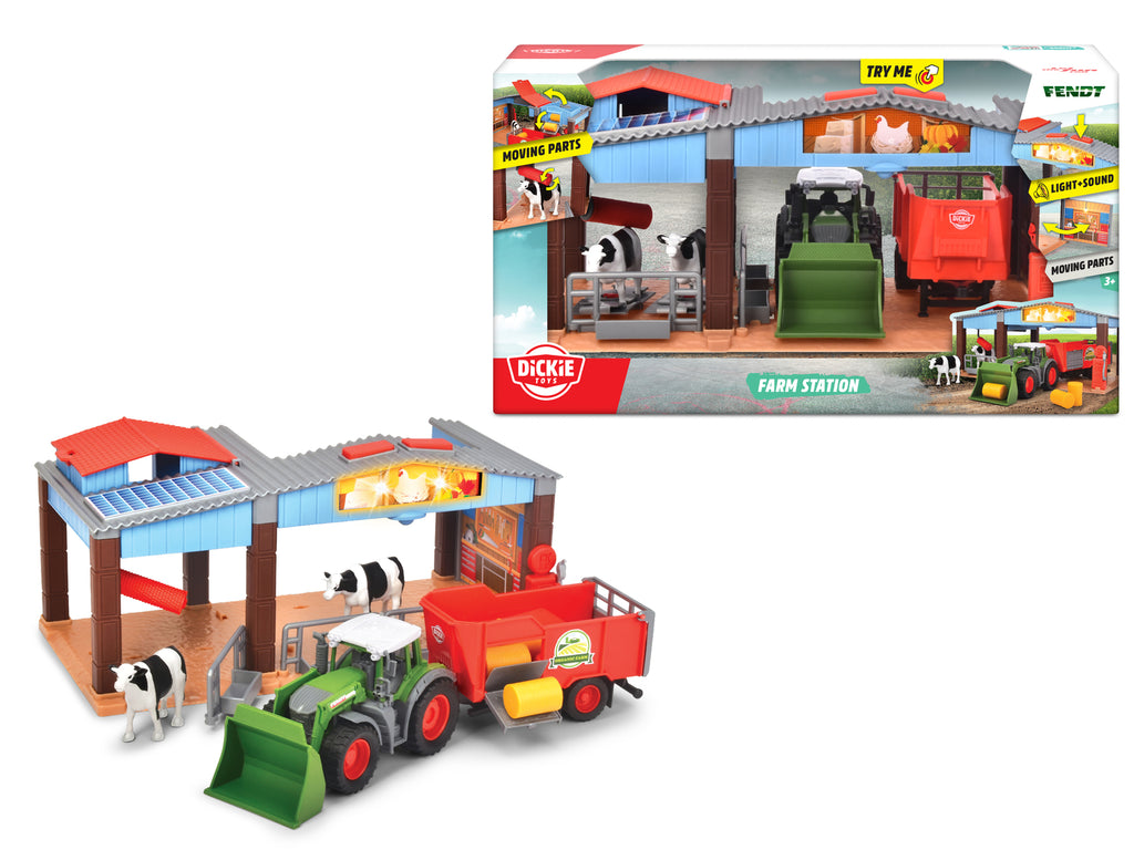 Dickie Toys Farm Station | Fendt Tractor met Stal, Licht & Geluid