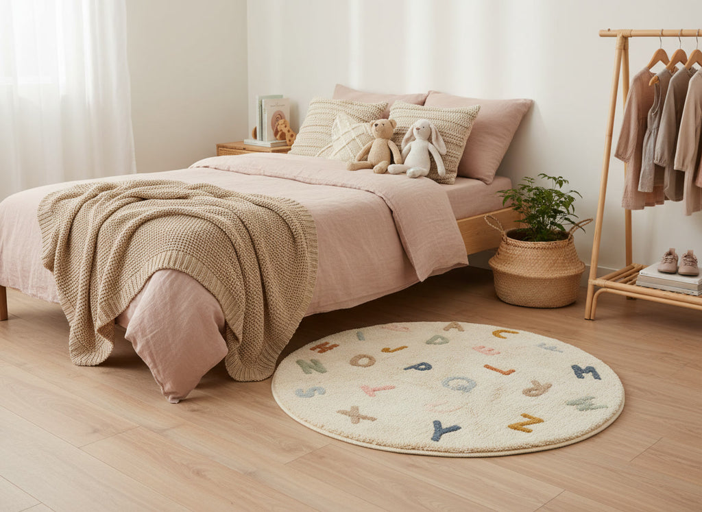 ABC Rond Kinderkamer Vloerkleed (Ø 110cm)