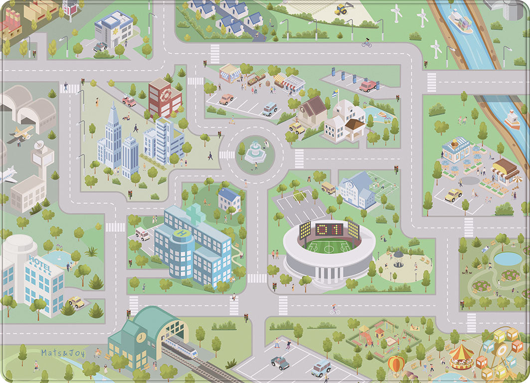 Auto Speelmat 'Town Square' (130x180cm)