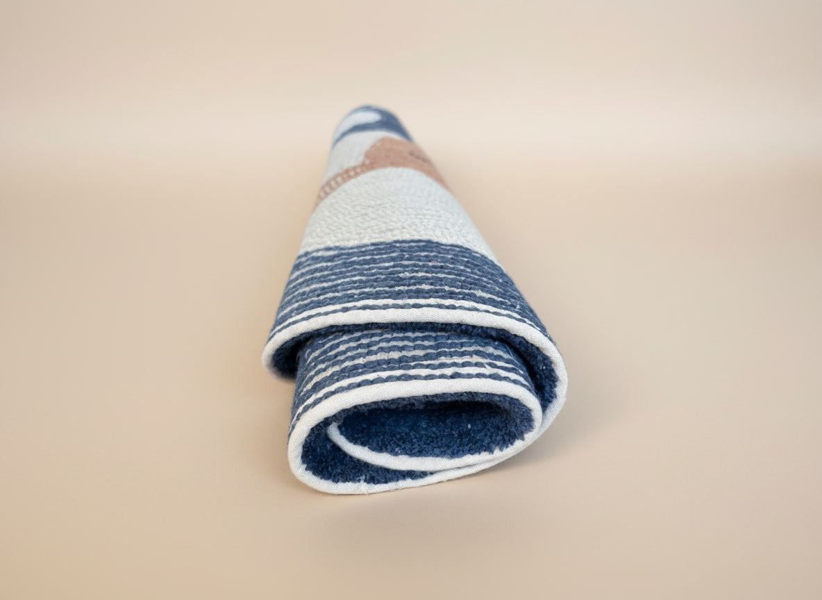 Hondje in auto kinderkamer vloerkleed (85x100cm)