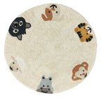 Rond Kinderkamer Tapijtje met Dieren (Ø 100cm)