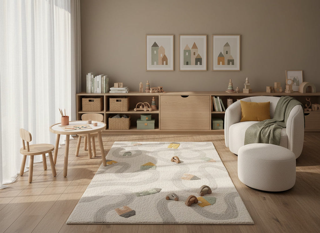 Tapis chambre d’enfant avec routes (120 × 180 cm)