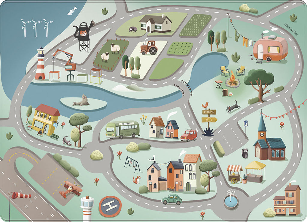 Roadtrip Auto Speelmat (grijs - 130x180cm)