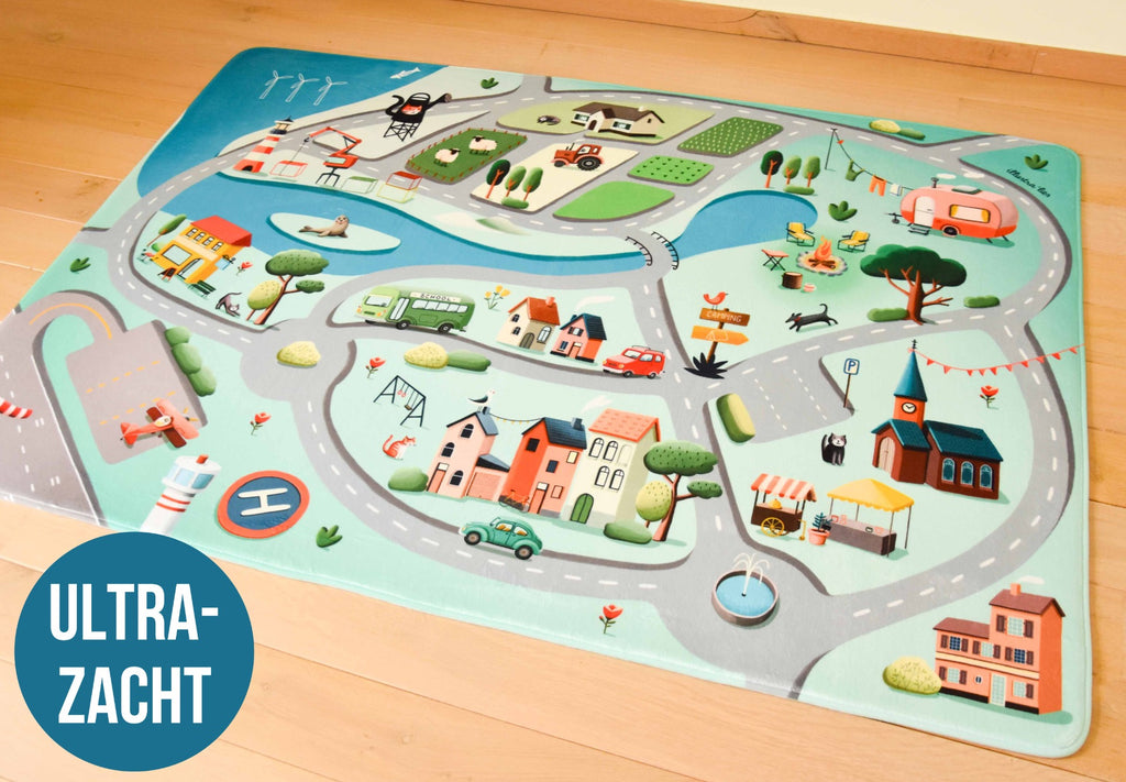 Roadtrip Auto Speelmat (grijs - 130x180cm)