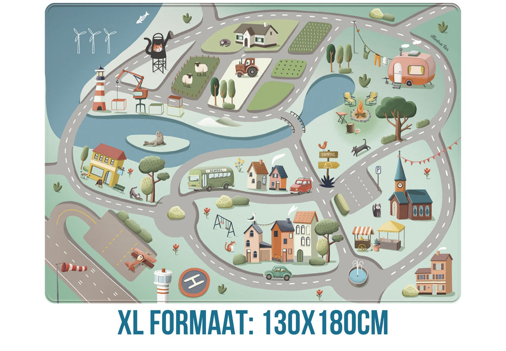 Roadtrip Auto Speelmat (grijs - 130x180cm)