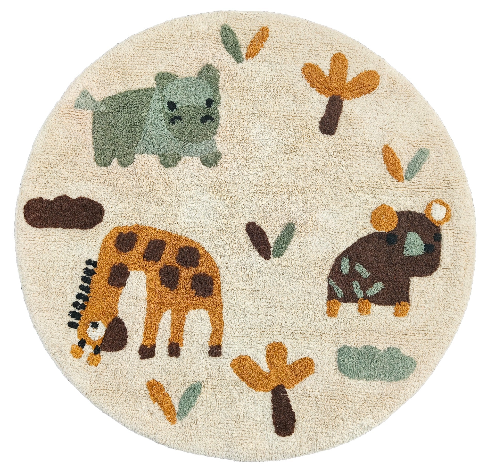 Rond Kinderkamer Vloerkleed Jungle Dieren (Ø 100 cm)
