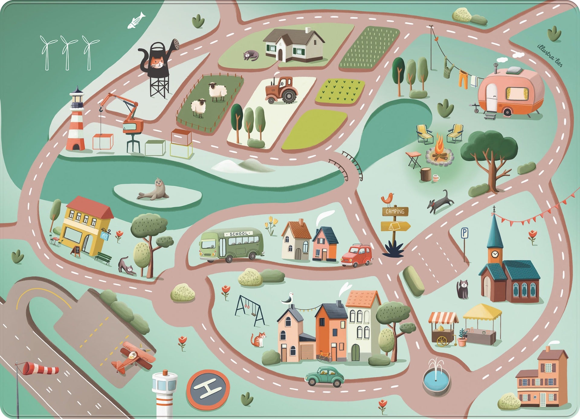 Roadtrip Auto Speelmat (rood - 130x180cm)