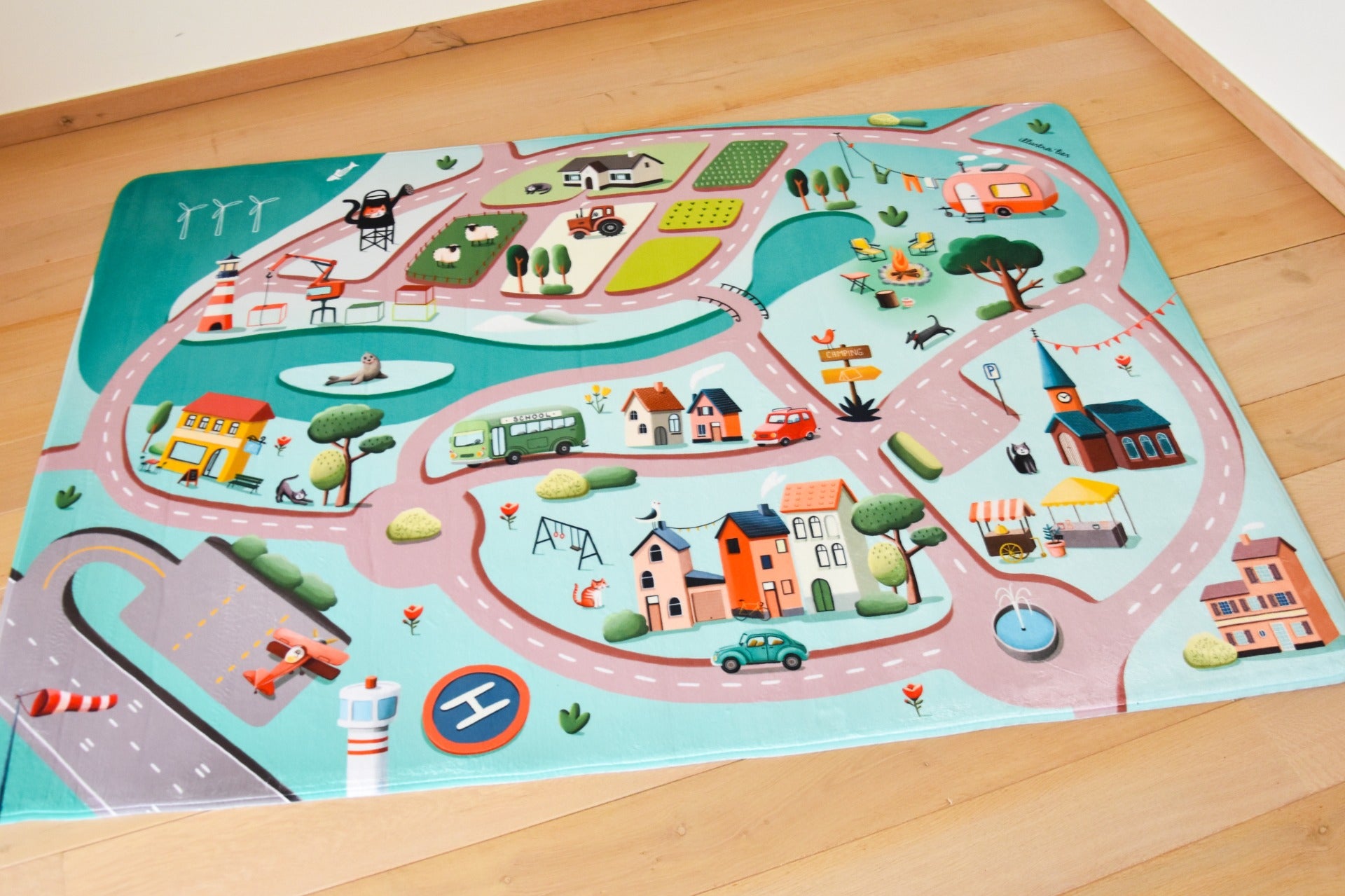 Roadtrip Auto Speelmat (rood - 130x180cm)