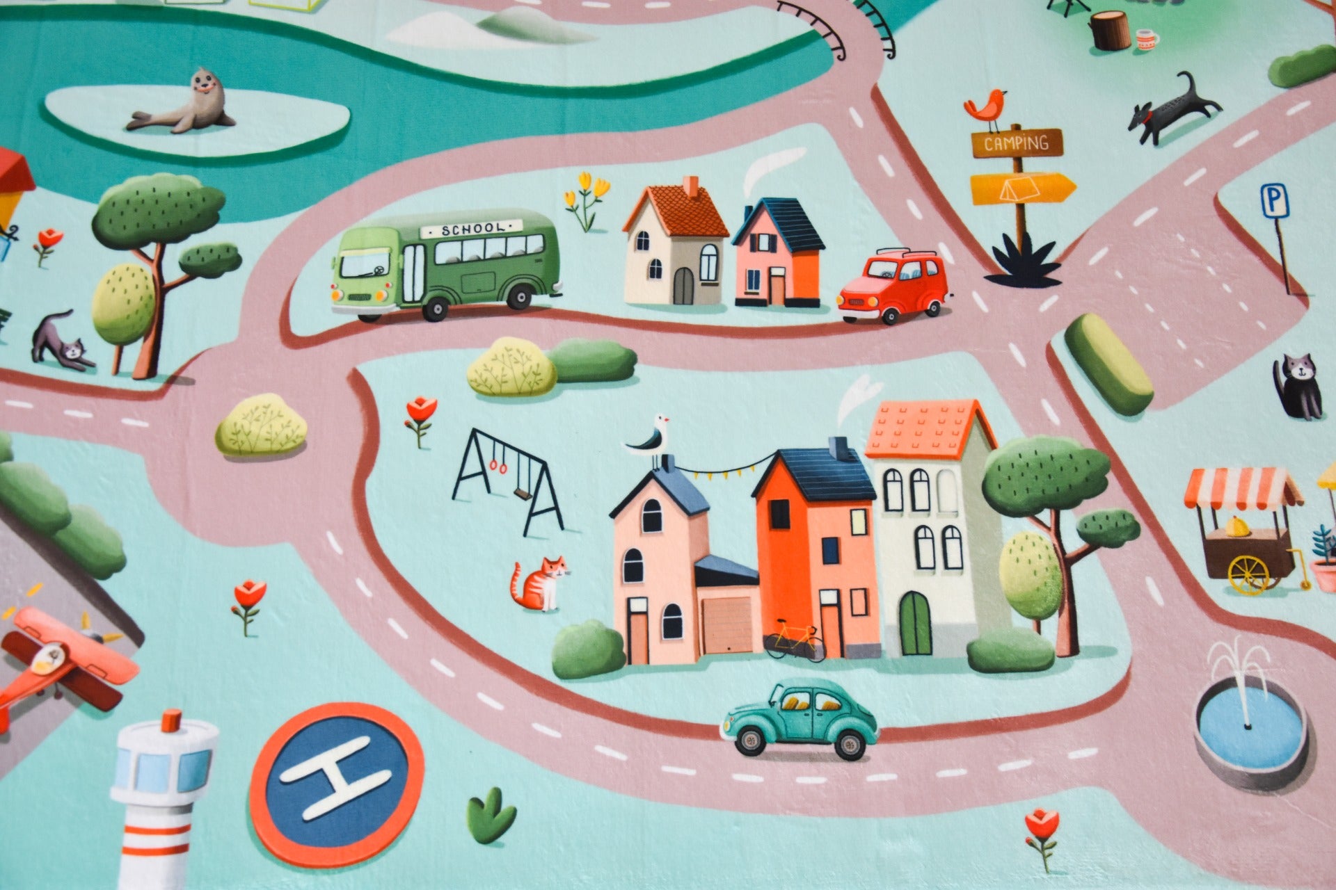 Roadtrip Auto Speelmat (rood - 130x180cm)