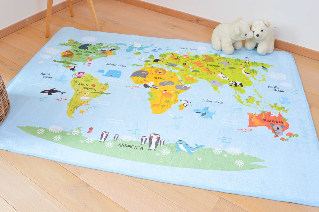 Wereldkaart Tapijt Kinderkamer (130x180cm)